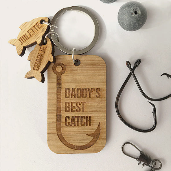 Daddy's Best Catch Rectangle Key Ring