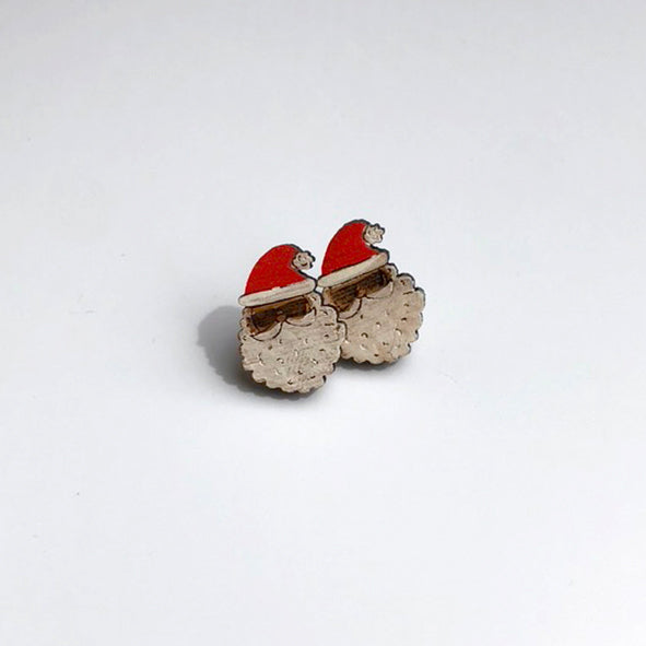 Fluffy Beard Santa Studs