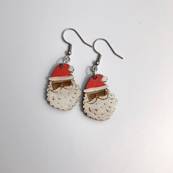 Fluffy Beard Santa Dangly Earrings