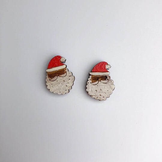 Fluffy Beard Santa Studs