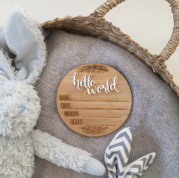 Hello World Branch Birth Announcement Disc