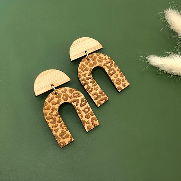 Leopard Rainbow Dangly Earrings