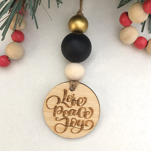Love Peace Joy Beaded Drop Decoration