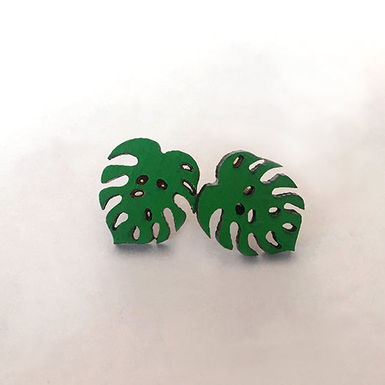 Monstera Stud Earrings