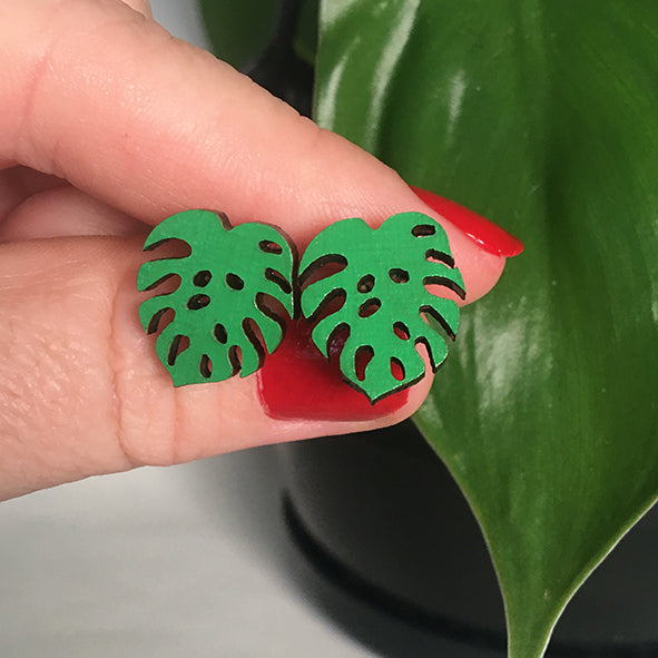 Monstera Stud Earrings