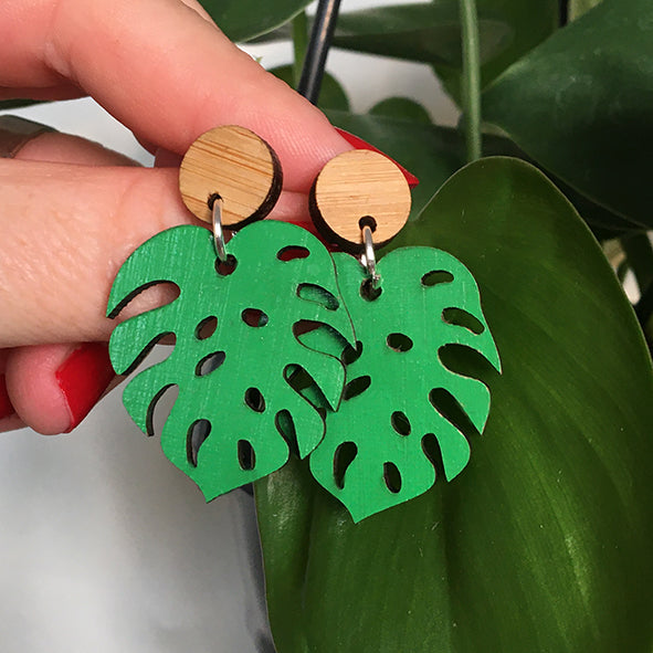 Monstera Dangly Earrings