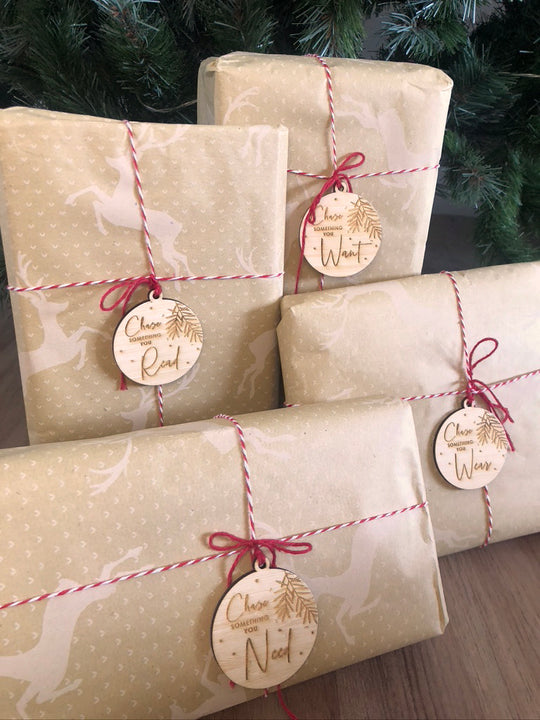 Personalised Want, Need, Wear, Read Tags