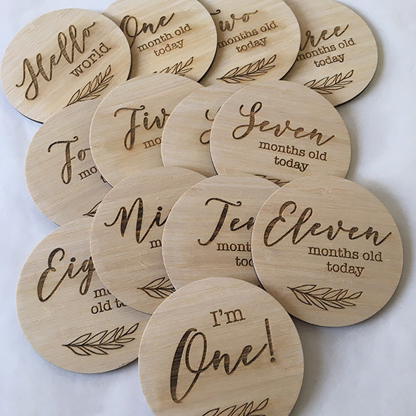 Engraved Wooden Milestone Discs