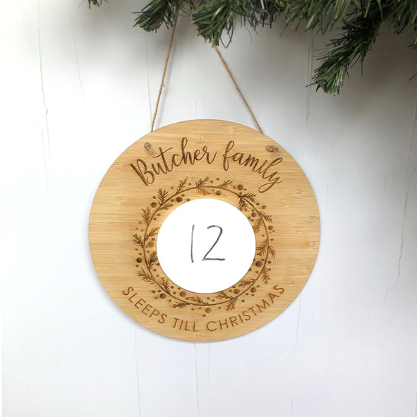 Personalised Family Christmas Countdown Sign