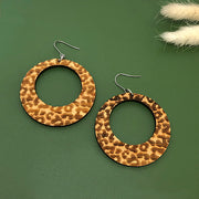 Leopard Hoop Dangly Earrings