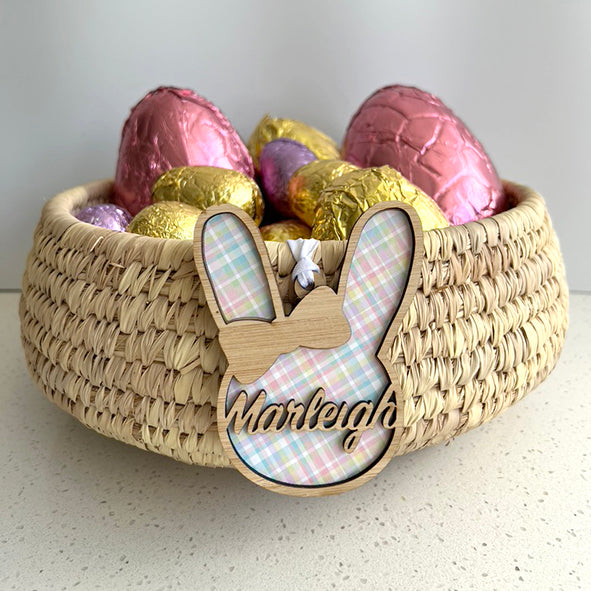 Personalised Bunny Bow Head Basket Tag