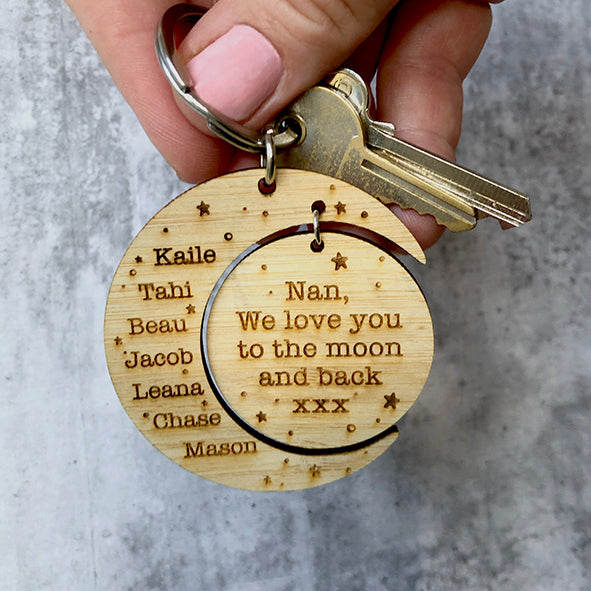 Moon and Back Key Ring