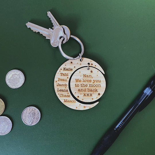 Moon and Back Key Ring